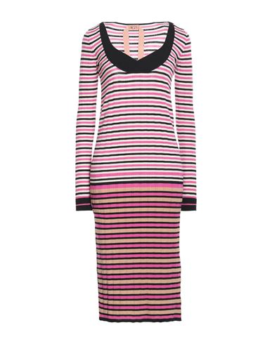 N°21 Woman Midi Dress Fuchsia Size 4 Cotton, Wool, Silk, Polyamide, Polyester In Pink