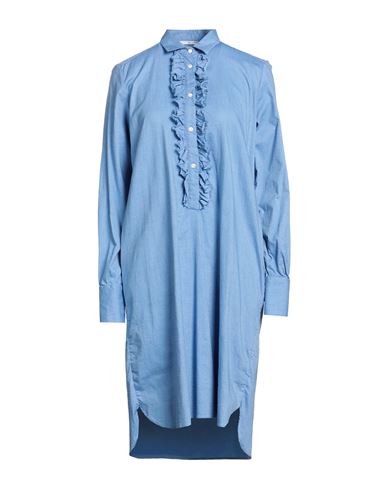 Aglini Woman Midi Dress Light Blue Size 6 Cotton