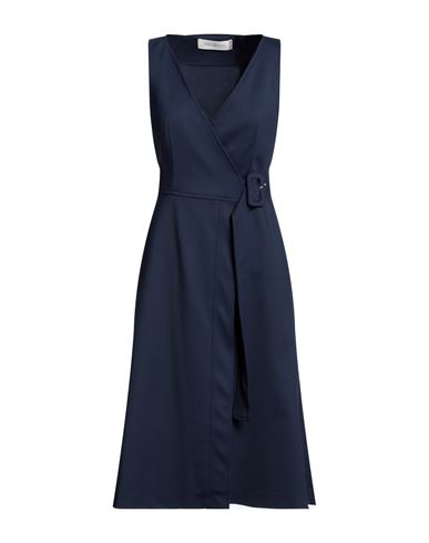Katia Giannini Woman Midi Dress Navy Blue Size 8 Cotton, Polyester, Elastane