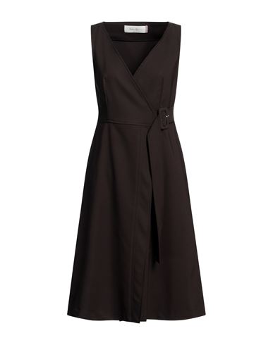 Katia Giannini Woman Midi Dress Dark Brown Size 4 Cotton, Polyester, Elastane