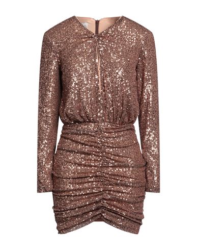 Pinko Woman Mini Dress Brown Size L Polyester, Elastane