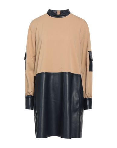 Jijil Woman Short Dress Camel Size 4 Polyester, Viscose, Elastane, Polyurethane Coated In Beige