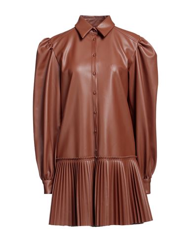 Jijil Woman Mini Dress Brown Size 6 Polyester, Polyurethane Coated