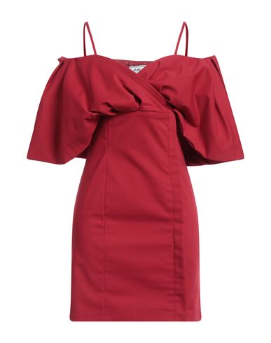 Jijil Woman Mini Dress Brick Red Size 4 Cotton, Polyester, Elastane