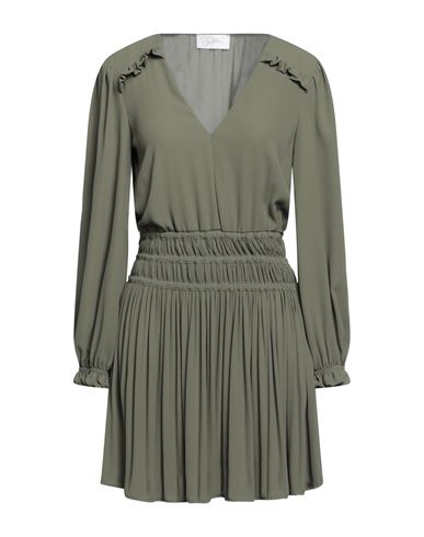 Soallure Woman Short Dress Military Green Size 4 Polyester