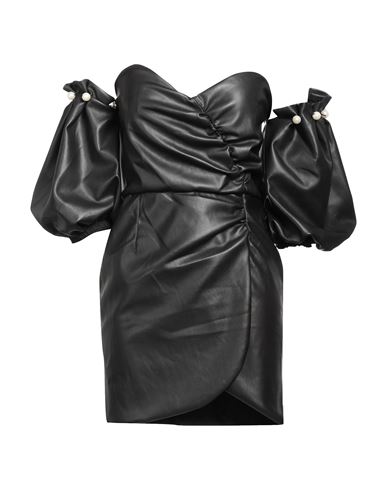 Shop Jijil Woman Mini Dress Black Size 6 Polyester, Polyurethane Coated