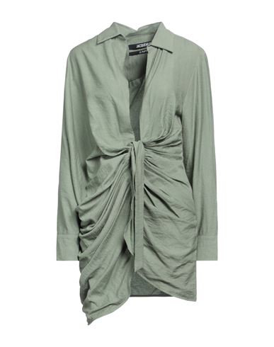 Shop Jacquemus Woman Mini Dress Sage Green Size 10 Viscose, Polyamide