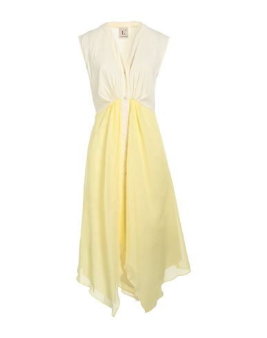L'autre Chose L' Autre Chose Woman Midi Dress Light Yellow Size 4 Cotton, Polyamide, Elastane, Silk