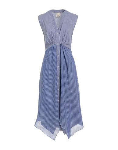 L'autre Chose L' Autre Chose Woman Midi Dress Azure Size 4 Cotton, Polyamide, Elastane, Silk In Blue