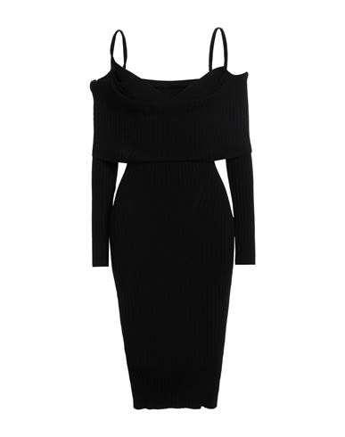 Andreädamo Andreādamo Woman Midi Dress Black Size Xl Viscose, Polyester, Polyamide, Elastane