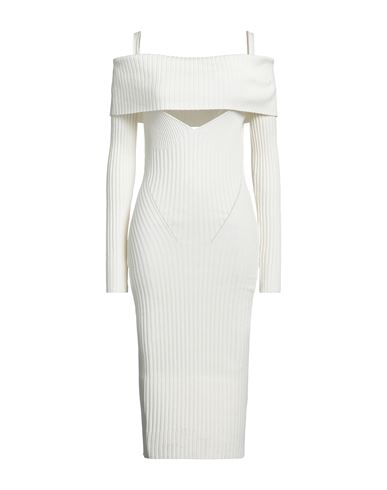 Andreädamo Andreādamo Woman Midi Dress Ivory Size L Viscose, Polyester, Polyamide, Elastane In White