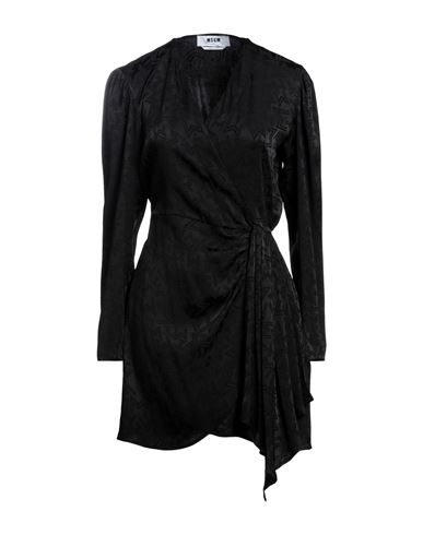 Msgm Woman Mini Dress Black Size 6 Acetate, Silk
