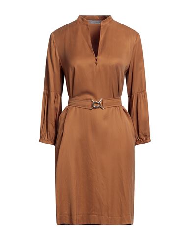 Marella Woman Mini Dress Camel Size 4 Viscose, Cupro In Brown