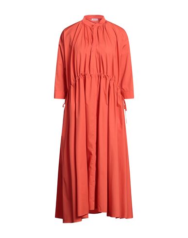 Rossopuro Woman Midi Dress Orange Size L Cotton