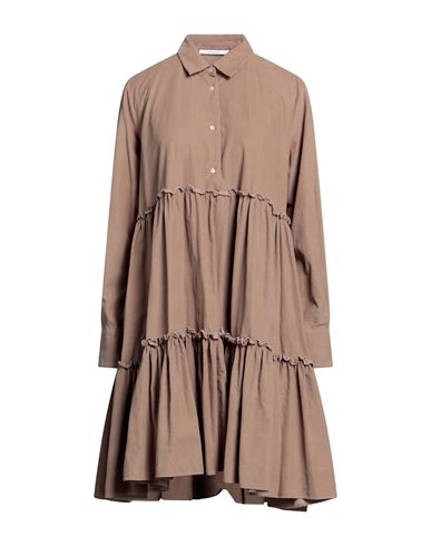 Aglini Woman Midi Dress Light Brown Size 12 Cotton In Beige