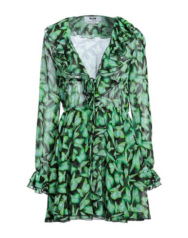 Msgm Woman Short Dress Acid Green Size 4 Polyester