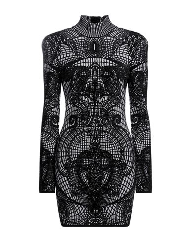 Balmain Woman Midi Dress Light Grey Size 14 Viscose, Virgin Wool, Polyamide, Polyester In Black