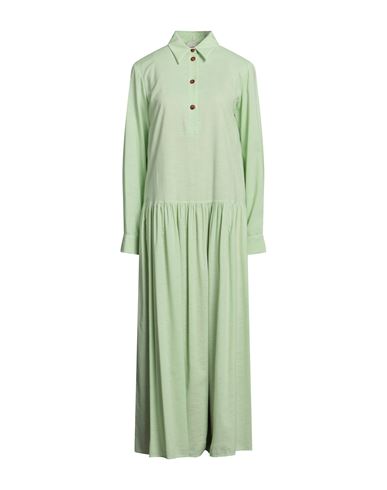 Alysi Woman Maxi Dress Light Green Size 4 Viscose, Cotton, Wool