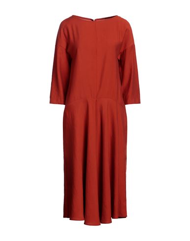 Maison Laviniaturra Woman Midi Dress Rust Size 6 Viscose, Polyester In Red