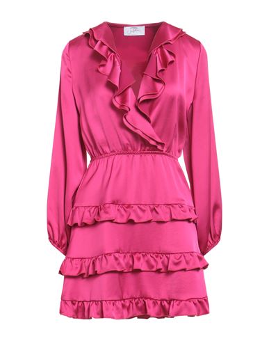 Soallure Woman Short Dress Fuchsia Size 6 Polyester In Pink