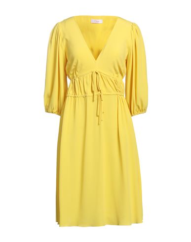Clips More Woman Midi Dress Yellow Size 8 Acetate, Silk