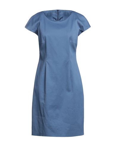 Weekend Max Mara Woman Midi Dress Slate Blue Size 12 Cotton, Elastane