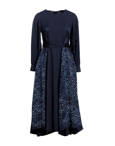 High Woman Maxi Dress Blue Size 8 Rayon, Virgin Wool