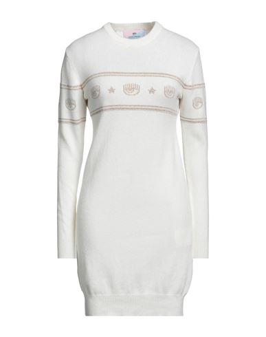 Shop Chiara Ferragni Woman Mini Dress White Size L Wool, Viscose, Polyamide, Cashmere