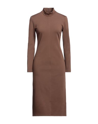 Jucca Woman Midi Dress Brown Size 4 Viscose, Polyamide, Elastane