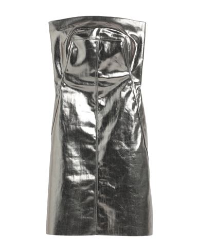 Rick Owens Woman Mini Dress Platinum Size 4 Cotton, Elastomultiester, Rubber In Grey
