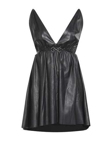 Pinko Woman Mini Dress Black Size 10 Polyester, Aluminum, Polyurethane Coated