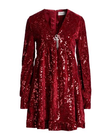 Vicolo Woman Mini Dress Burgundy Size M Polyester, Nylon, Elastane In Red