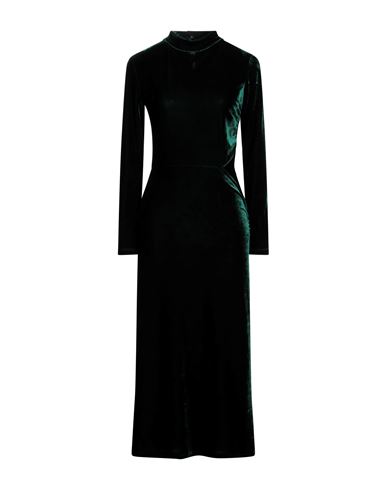 Dixie Woman Long Dress Dark Green Size M Polyester, Elastane