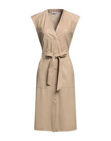 Max Mara Woman Midi Dress Beige Size Xl Polyester, Polyurethane Resin