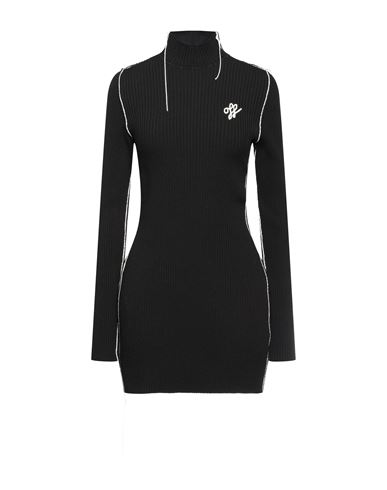 Off-white Woman Mini Dress Black Size 6 Wool, Polyamide, Elastane, Acetate