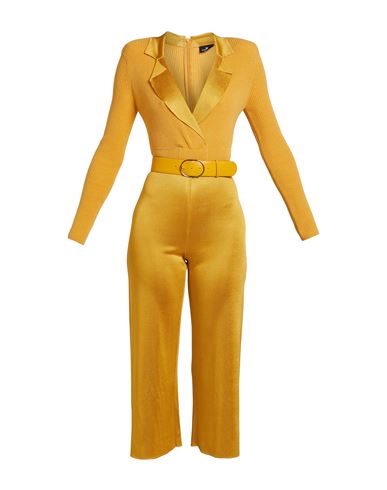 Elisabetta Franchi Woman Jumpsuit Ocher Size 6 Viscose, Acrylic, Polyester In Yellow