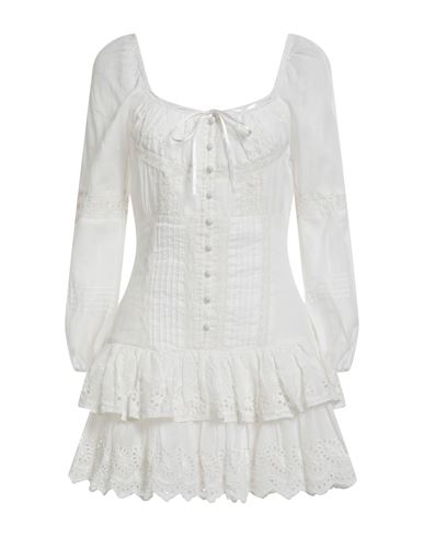 Loveshackfancy Woman Short Dress Ivory Size 4 Cotton In White