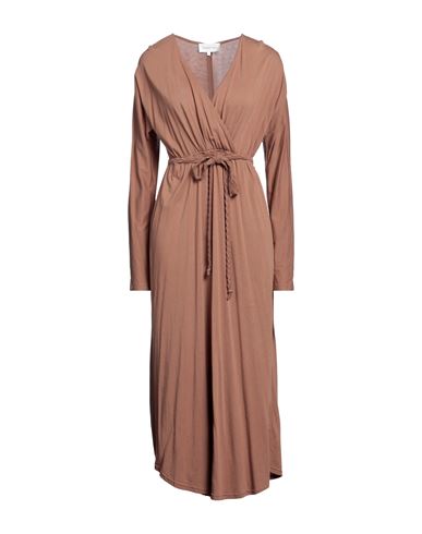 Maison Anje Woman Midi Dress Brown Size S Cotton, Modal