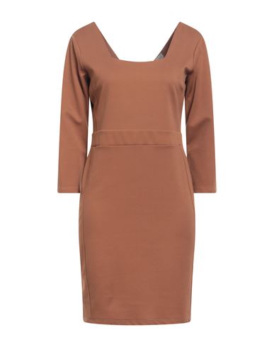 Boutique De La Femme Woman Mini Dress Brown Size 12 Polyester, Elastane