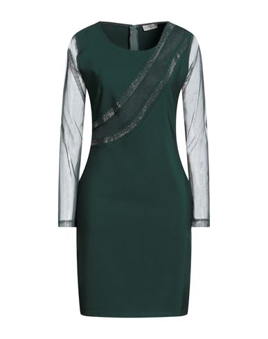 Boutique De La Femme Woman Mini Dress Dark Green Size Xl Polyester, Elastane