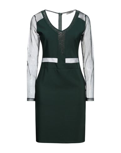 Shop Boutique De La Femme Woman Mini Dress Dark Green Size Xl Polyester