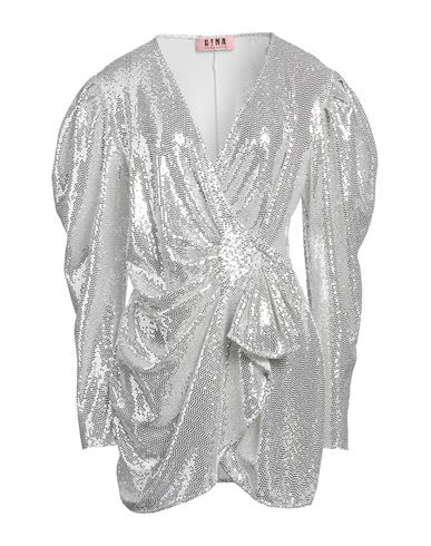 Gina Gorgeous Woman Mini Dress Silver Size 8 Polyamide, Elastane, Metallic Fiber