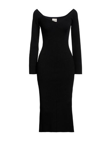 Shop Khaite Woman Midi Dress Black Size L Viscose, Polyester