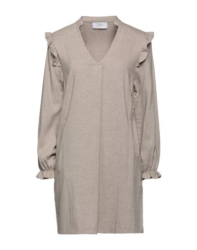 Shop Soallure Woman Mini Dress Beige Size 6 Viscose, Polyester, Elastane