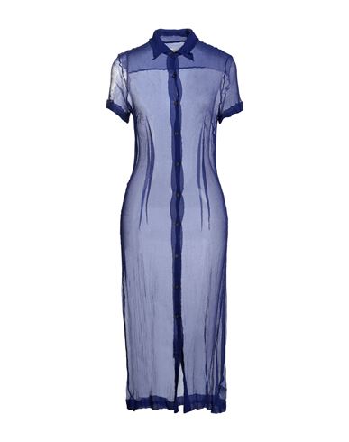 Dries Van Noten Woman Midi Dress Bright Blue Size 6 Silk