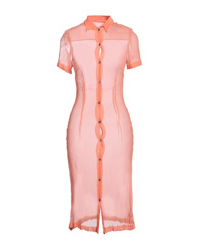 Dries Van Noten Woman Midi Dress Salmon Pink Size 2 Silk In Orange