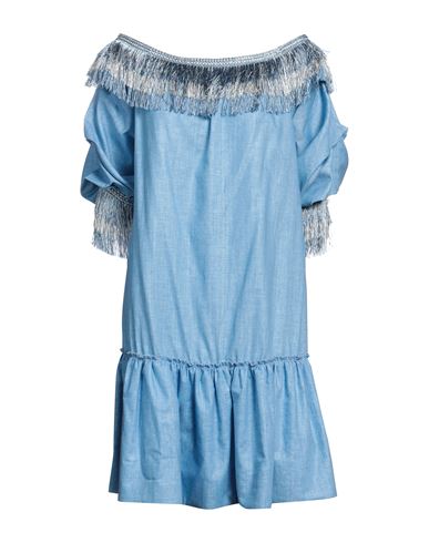 Jijil Woman Mini Dress Light Blue Size 6 Linen, Viscose, Polyester