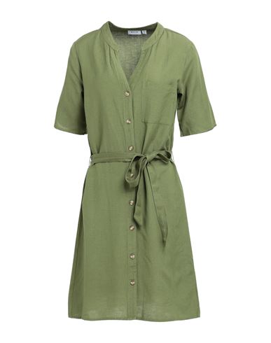 Vila Woman Mini Dress Military Green Size 4 Viscose, Cotton, Linen