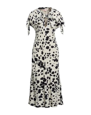 Shop Marni Woman Midi Dress Beige Size 8 Silk