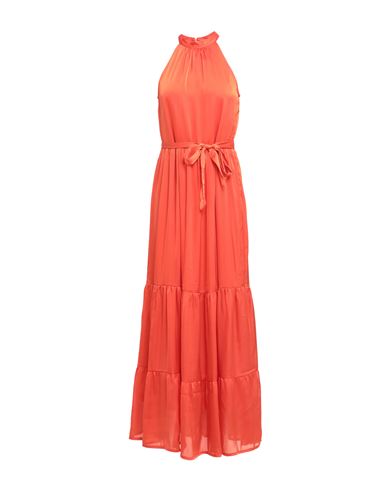 Vila Woman Long Dress Orange Size 12 Polyester